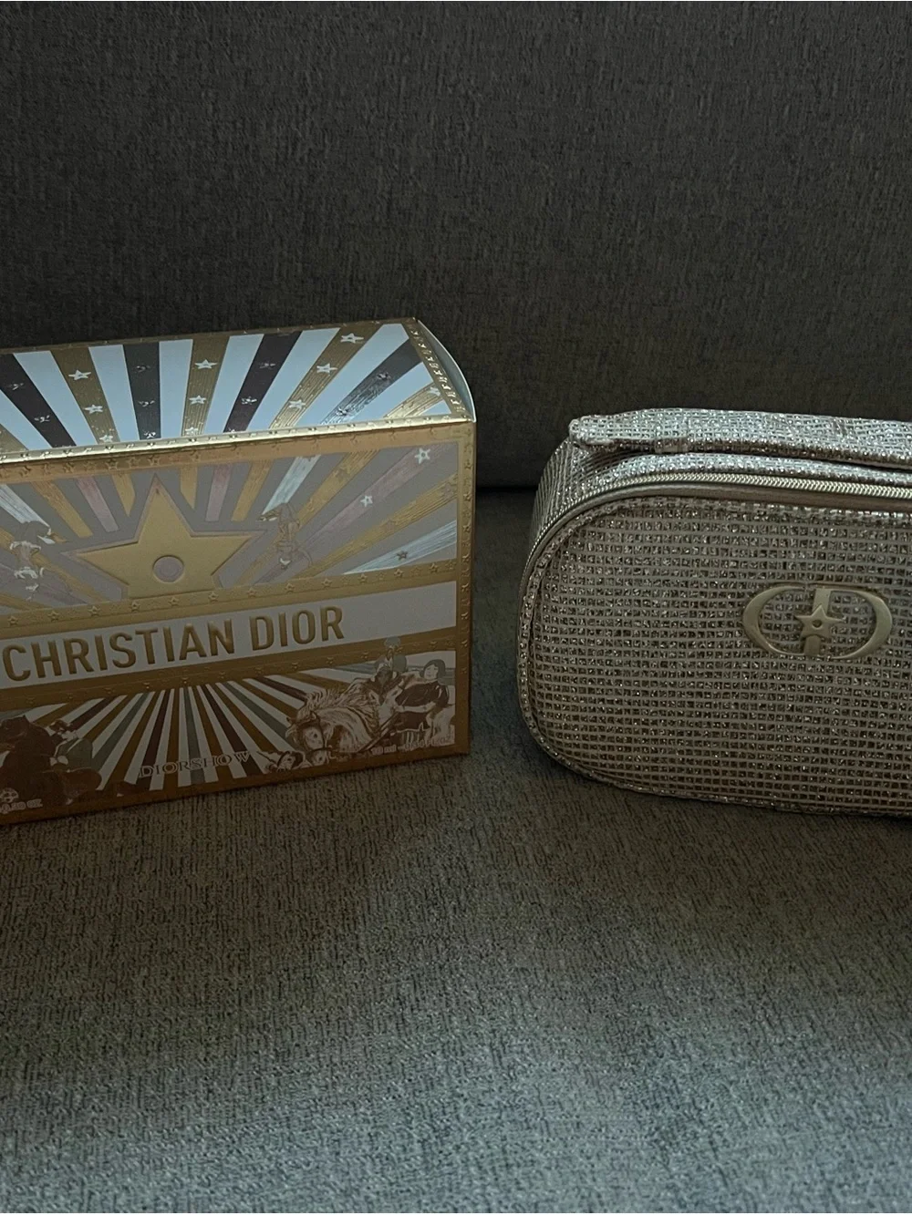 Dior Gold Crystal-Embellished Cosmetic Pouch Holiday Set Limited Edition